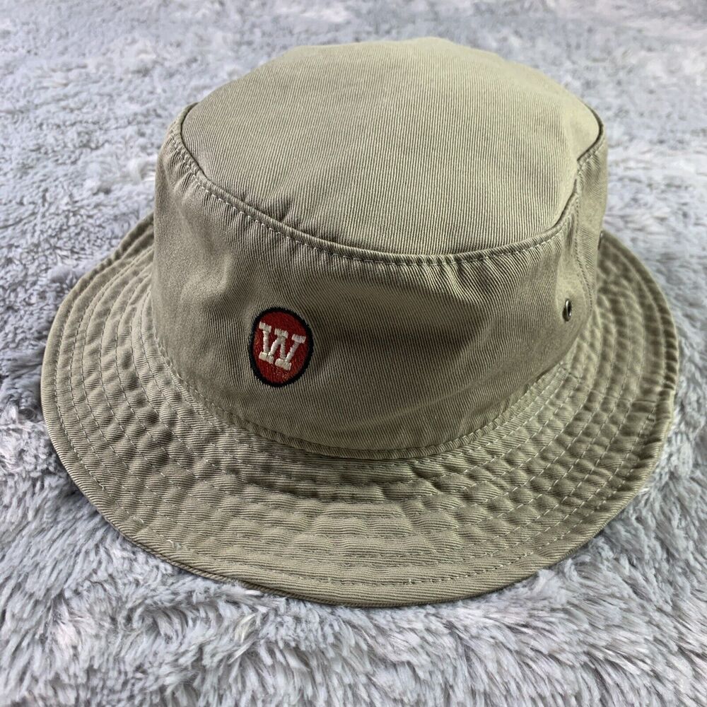 Vintage Wisconsin Badgers Bucket Hat Cap Small-Medium Beige US Granite Made USA